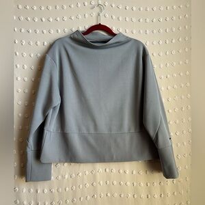 Nike Women’s Funnel Neck Fleece Ribbed Cropped Sweater Sz‎ L Grey